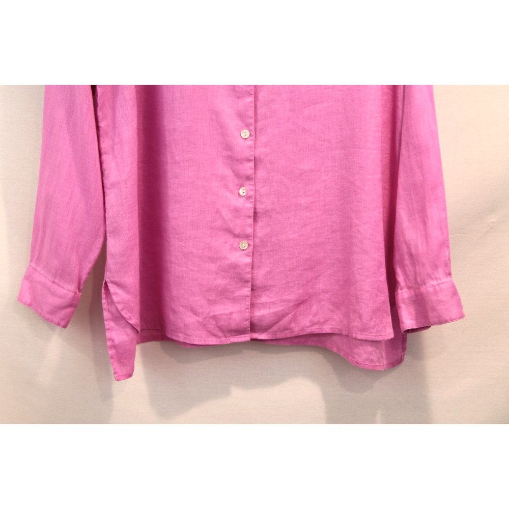 J Jill Top Pure Linen Womens size M Lavender Button Up Pocket Long Sleeve Tunic - Picture 3 of 8